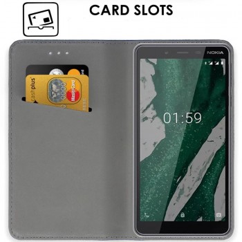Telone atverčiamas dėklas - auksinės spalvos (NOKIA 1 PLUS)